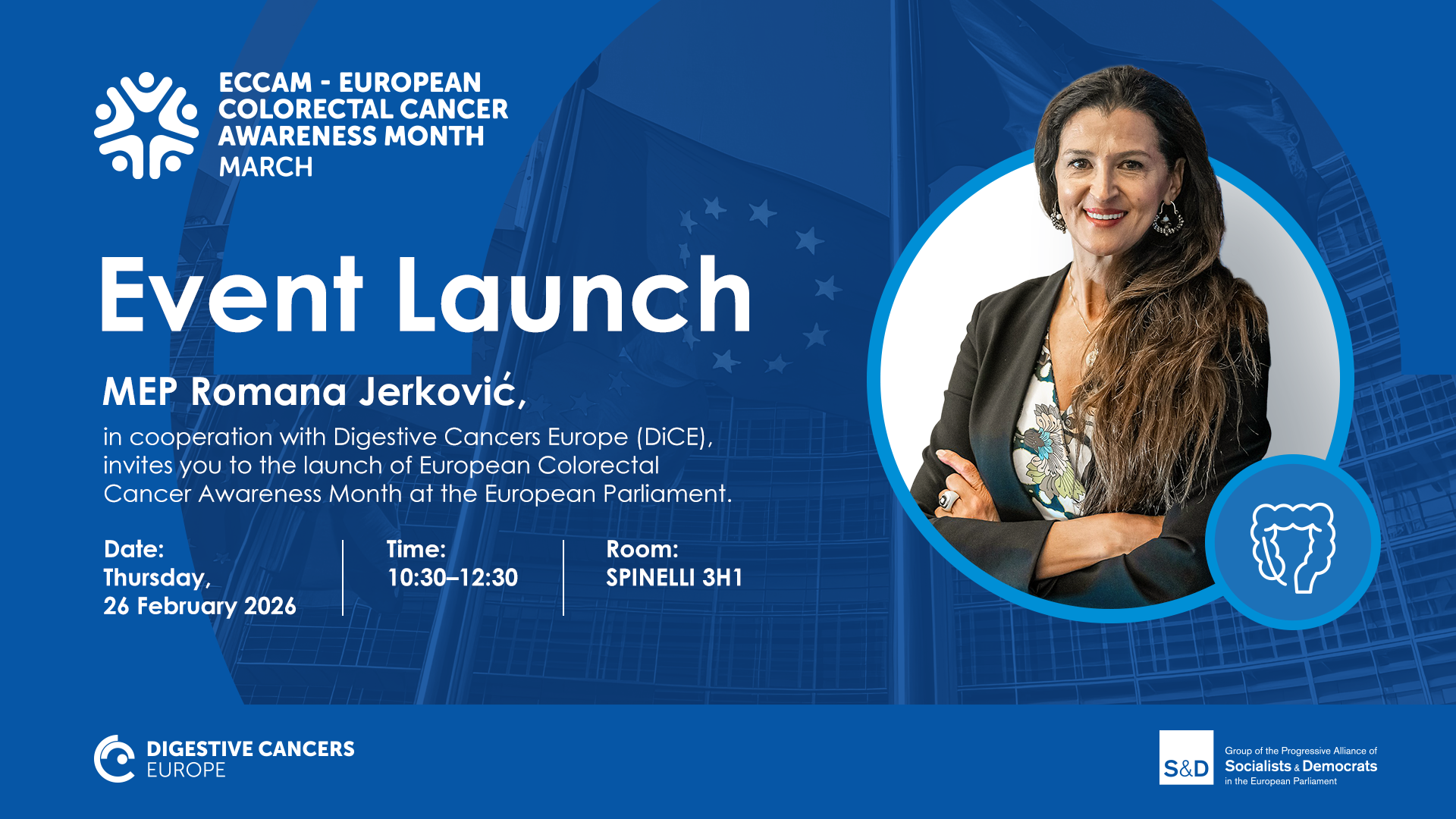 European Colorectal Cancer Awareness Month event launch visual