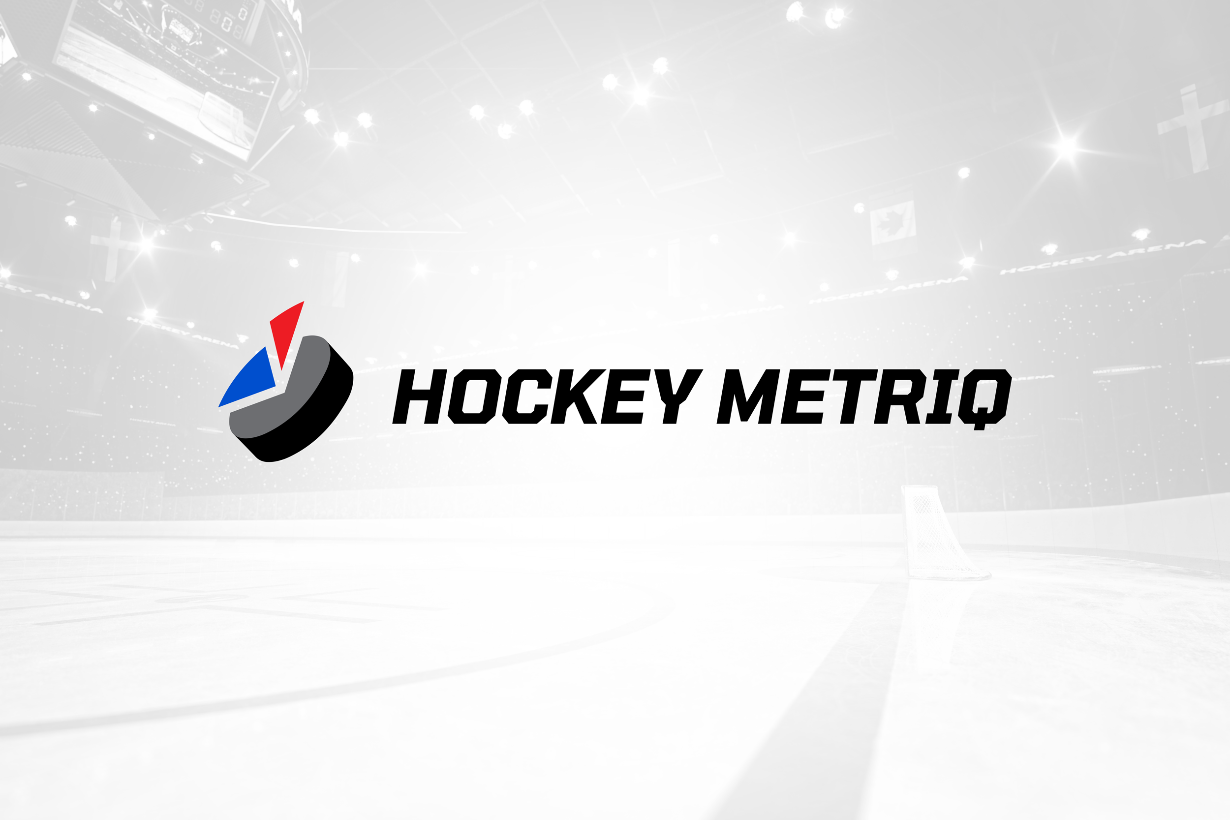 Hockey Metriq identity displayed on an ice rink